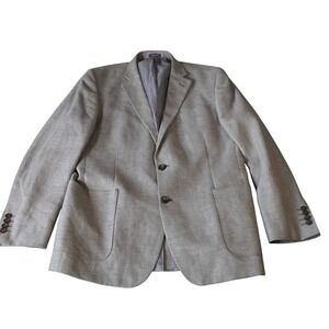 Stafford Mens 42R Sport Coat Slim Fit Herringbone Wool Linen Blend Blazer